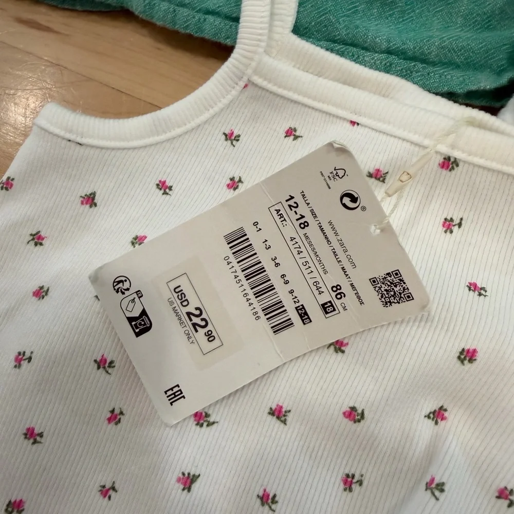 Zara Baby Set - White, Green, and Floral